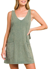Washed Slub Overall Dress Ash Jade, Teal