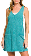 Washed Slub Overall Dress Ash Jade, Teal