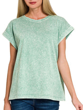 Washed Short Sleeve Tee Green, Grey